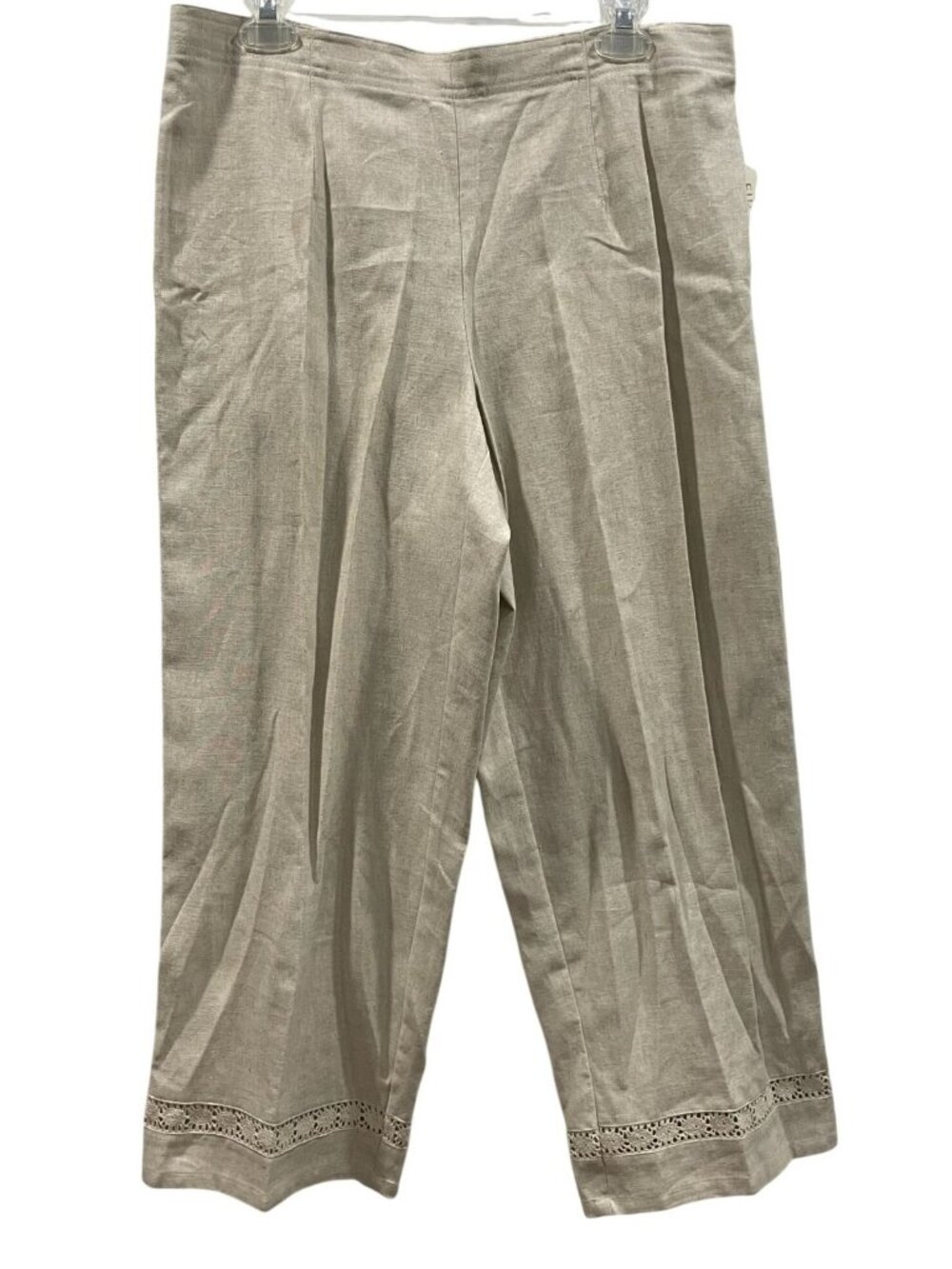 Vintage Y2K First Issue Linen Pants 12 Beige Relaxed Fit Lace Coastal Beach Boho